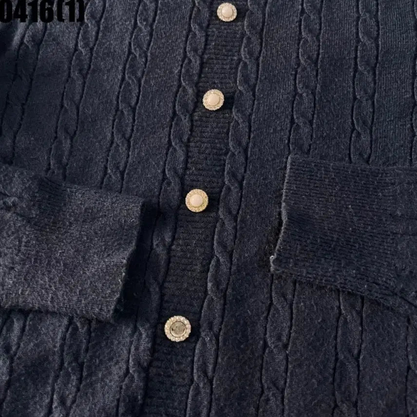 [BUNJANG] Muzak Cable Knit Navy Cardigan S / Muzak 꽈배기 네이비 가디건 S