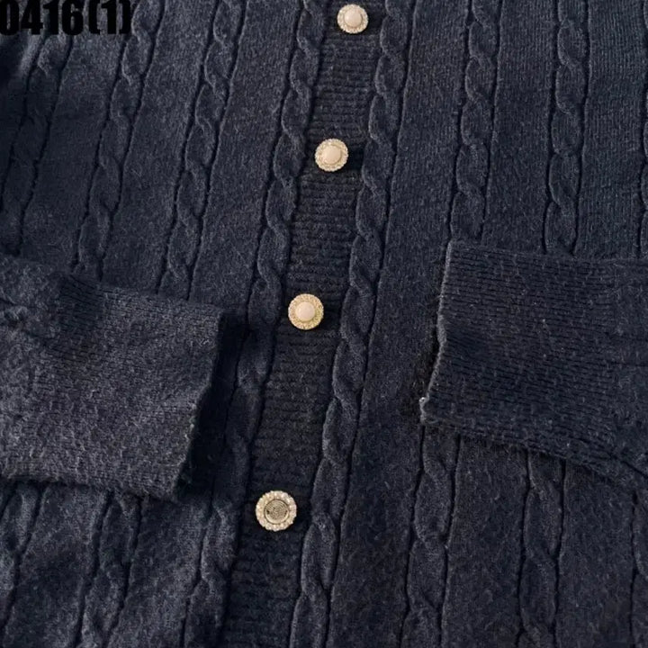 [BUNJANG] Muzak Cable Knit Navy Cardigan S / Muzak 꽈배기 네이비 가디건 S