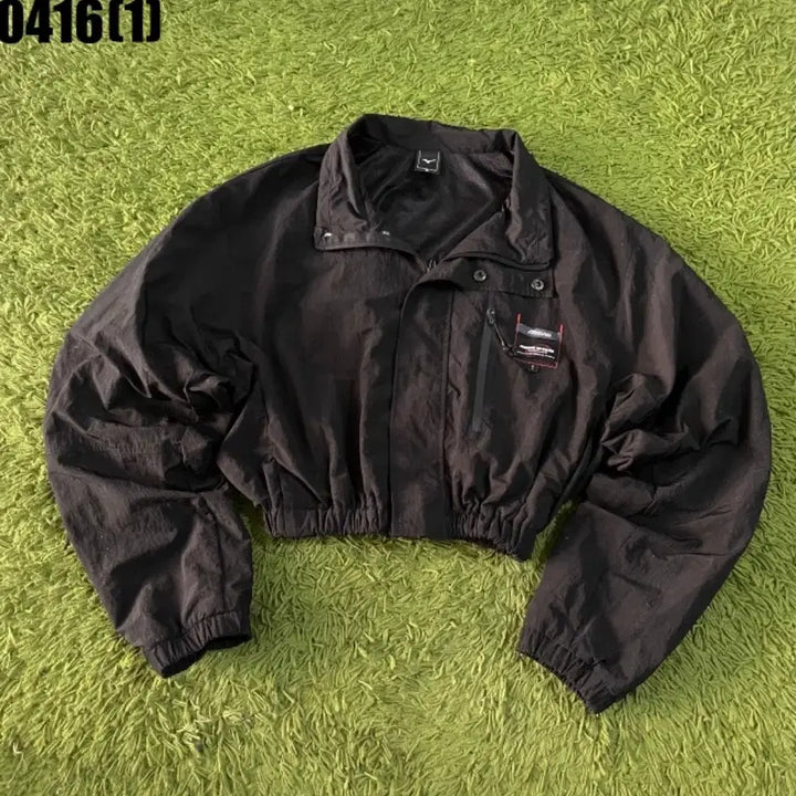 [BUNJANG] Mizuno Black Crop Windbreaker Jacket XL / 미즈노 블랙 크롭 바람막이 자켓 XL