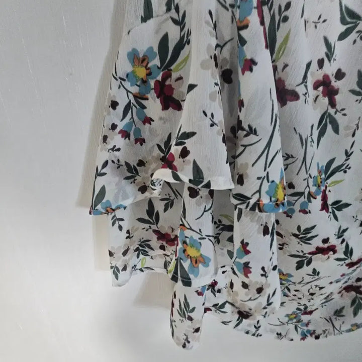 [BUNJANG] Flower Pattern 7-Sleeve Blouse / 플라워 패턴 블라우스