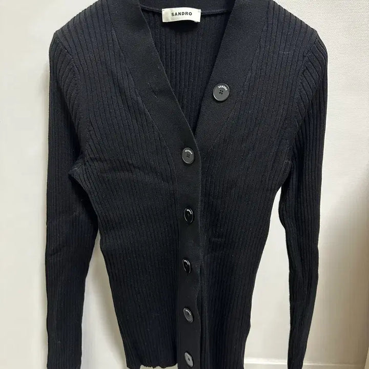 [BUNJANG] Sandro Black Ribbed Cardigan / 산드로 블랙 골지 가디건