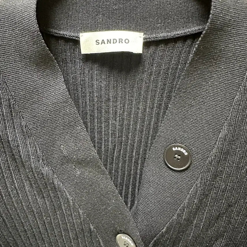 [BUNJANG] Sandro Black Ribbed Cardigan / 산드로 블랙 골지 가디건