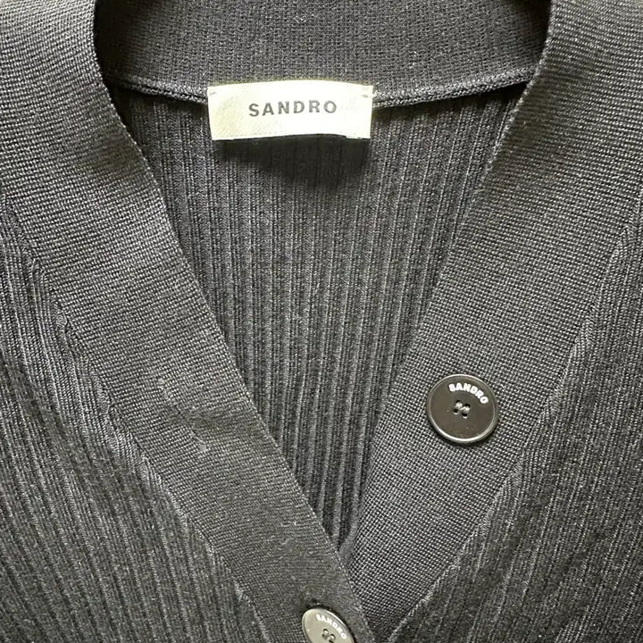 [BUNJANG] Sandro Black Ribbed Cardigan / 산드로 블랙 골지 가디건