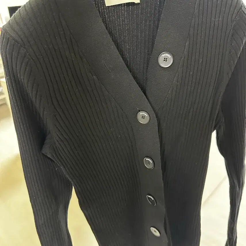 [BUNJANG] Sandro Black Ribbed Cardigan / 산드로 블랙 골지 가디건