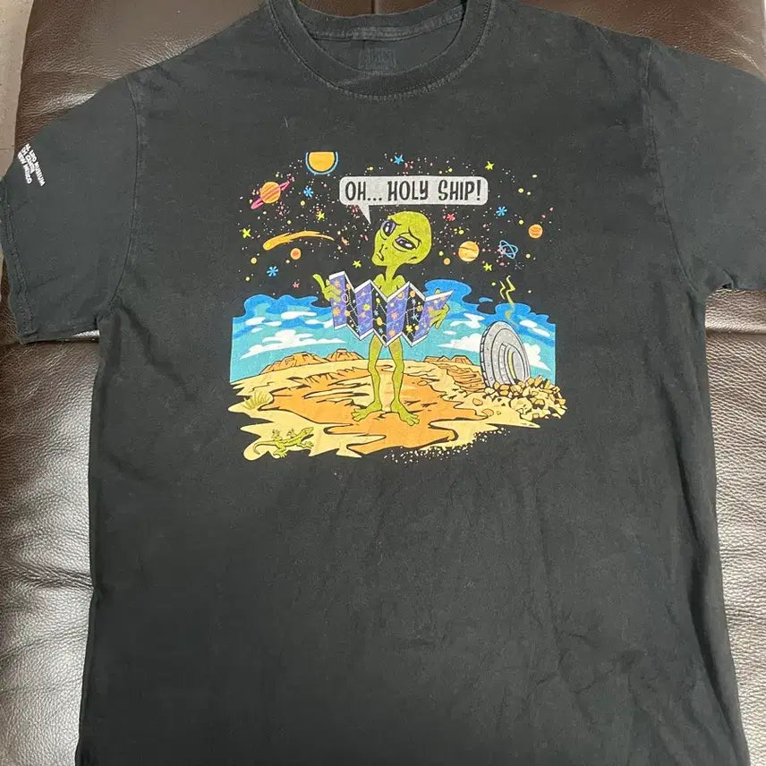 [BUNJANG] Black Alien Print T-Shirt - Men&