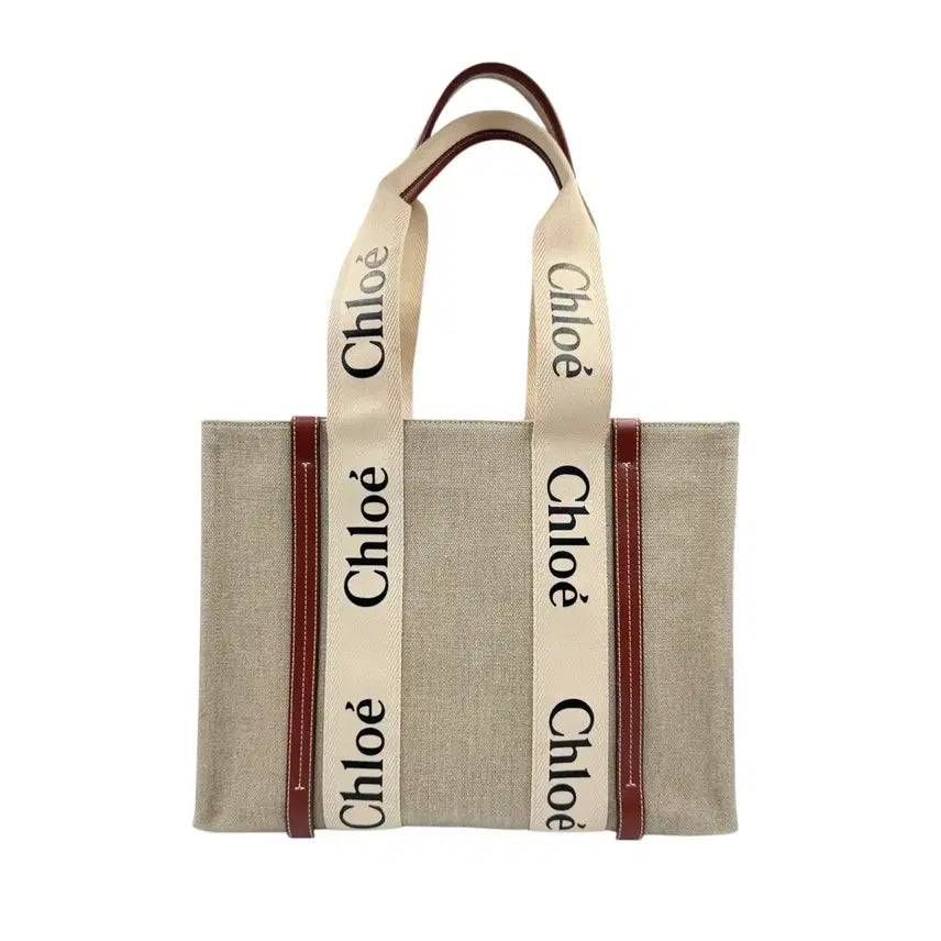 [BUNJANG] Chloé Woody Medium Canvas Tote Bag / 끌로에 우디백 미디움 캔버스 토트백