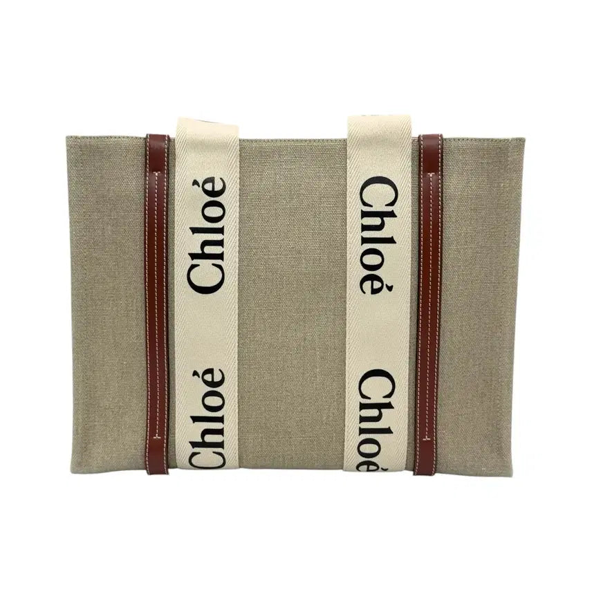 [BUNJANG] Chloé Woody Medium Canvas Tote Bag / 끌로에 우디백 미디움 캔버스 토트백