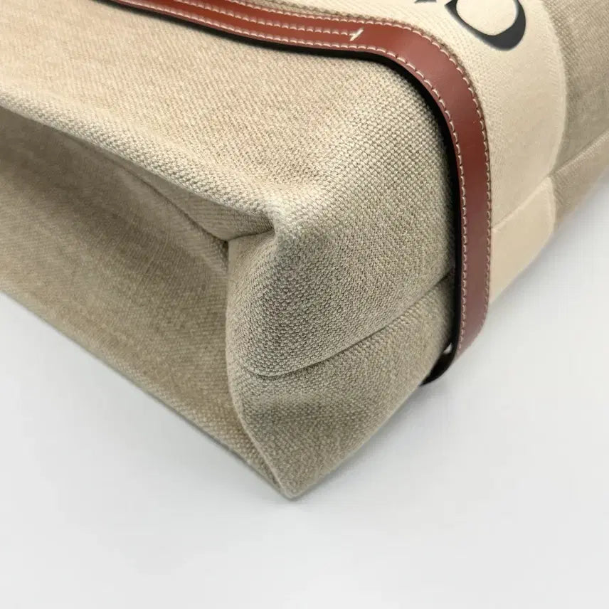 [BUNJANG] Chloé Woody Medium Canvas Tote Bag / 끌로에 우디백 미디움 캔버스 토트백