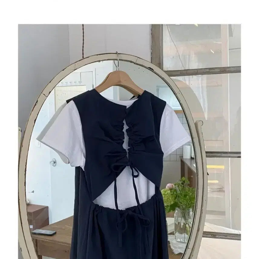 [SOLD OUT] 에이블리 지그재그 네이비 뒷 트임 원피스