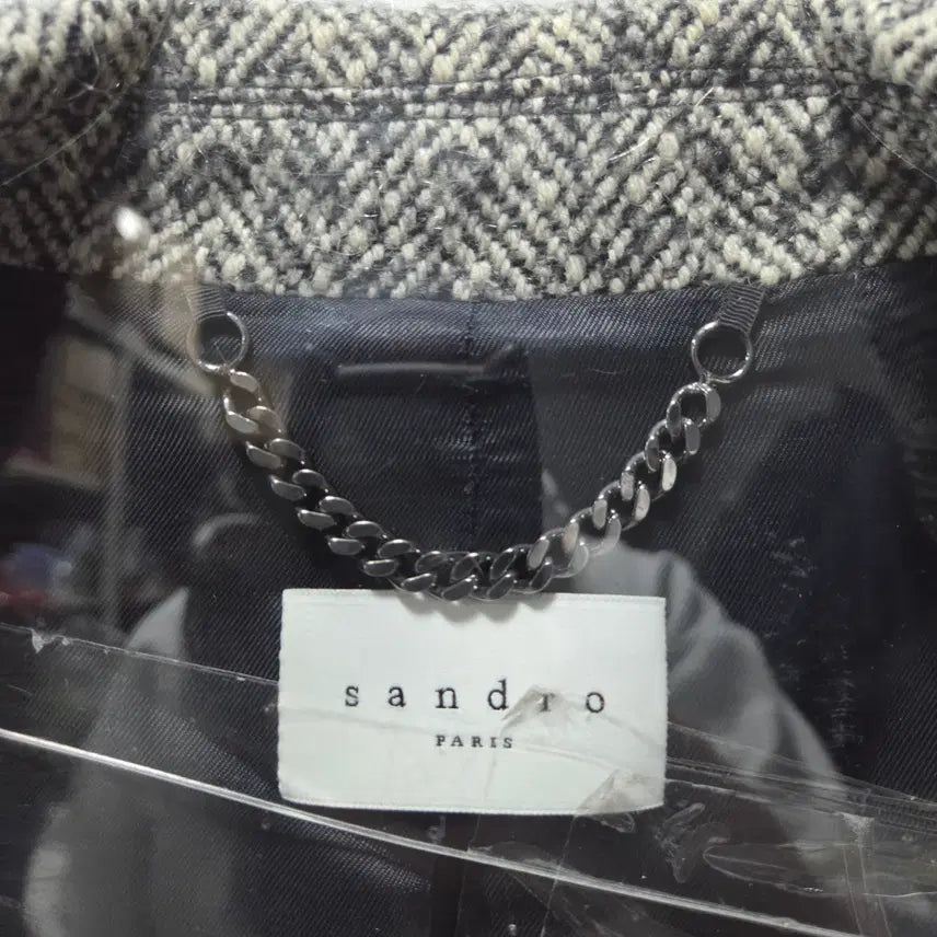 [BUNJANG] Sandro Herringbone Tweed Double Breasted Coat / 산드로 헤링본 트위드 더블 브레스티드 코트 L 26041603