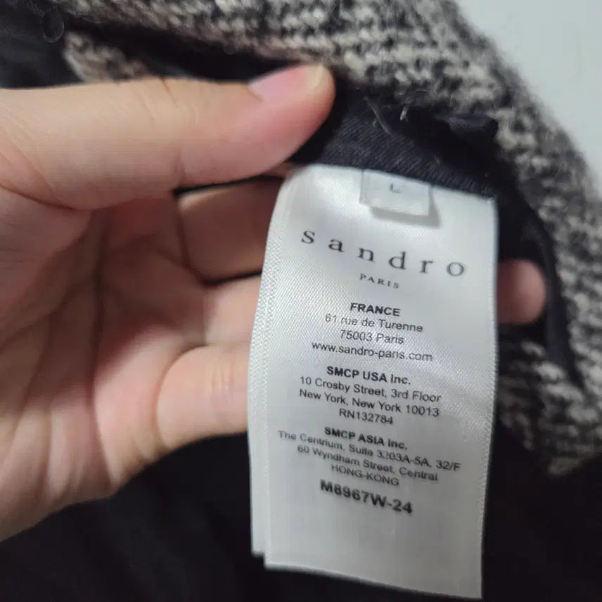 [BUNJANG] Sandro Herringbone Tweed Double Breasted Coat / 산드로 헤링본 트위드 더블 브레스티드 코트 L 26041603