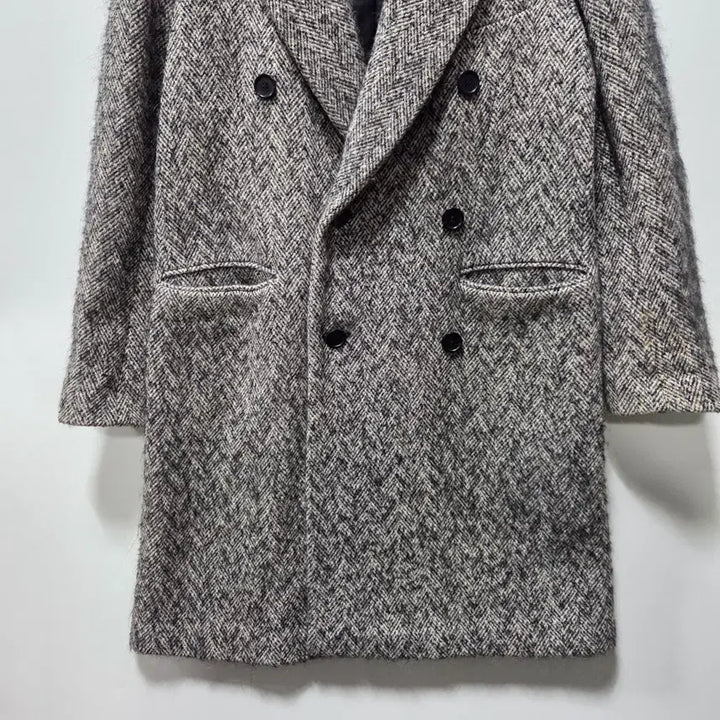 [BUNJANG] Sandro Herringbone Tweed Double Breasted Coat / 산드로 헤링본 트위드 더블 브레스티드 코트 L 26041603