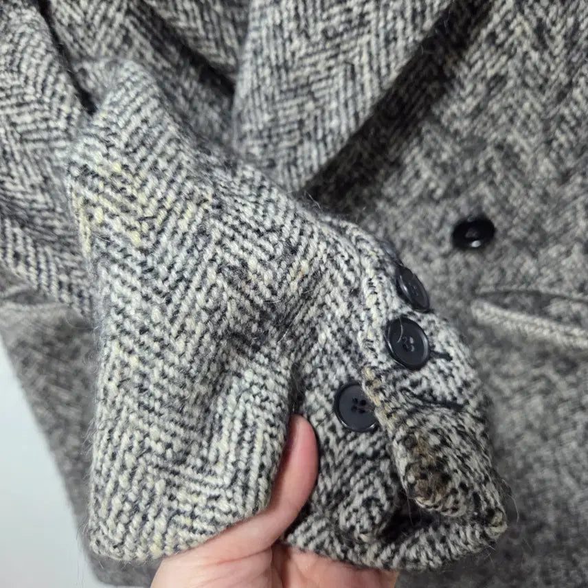 [BUNJANG] Sandro Herringbone Tweed Double Breasted Coat / 산드로 헤링본 트위드 더블 브레스티드 코트 L 26041603