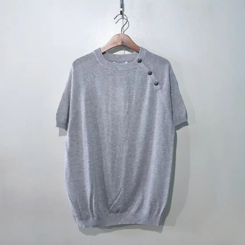 [BUNJANG] Ascent Linen Blend Button Short Sleeve Knit Top / SS신상) 어센트 버튼 린넨 반팔 라운드 니트 3color