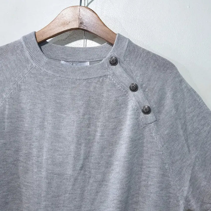 [BUNJANG] Ascent Linen Blend Button Short Sleeve Knit Top / SS신상) 어센트 버튼 린넨 반팔 라운드 니트 3color