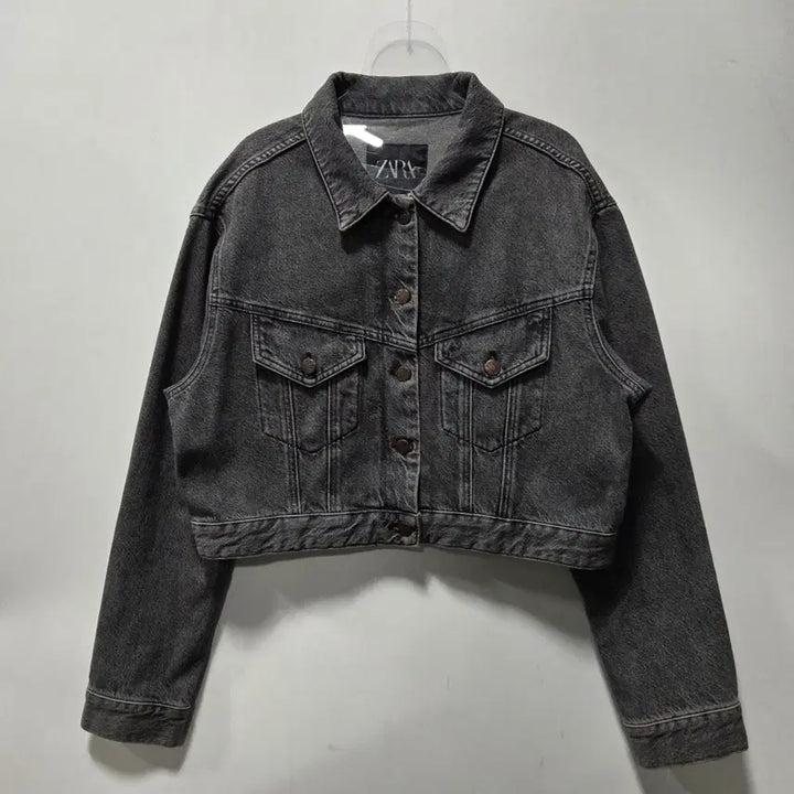 [SOLD OUT] 자라 여성 흑청 데님 크롭 자켓 M 26041605