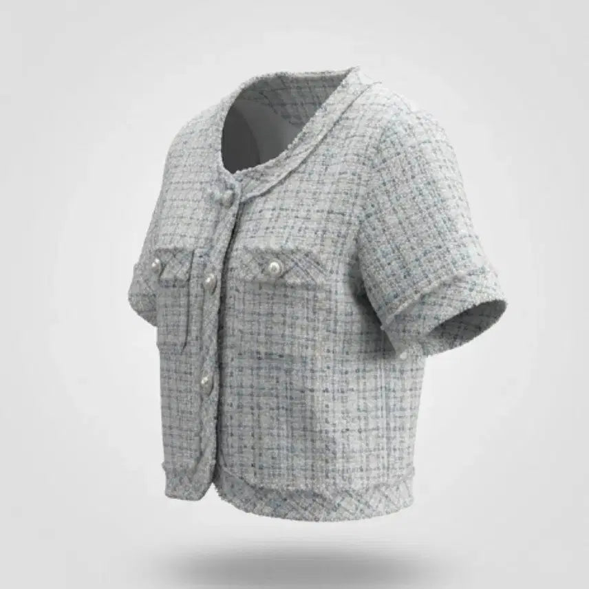 [BUNJANG] Simply Short Cool Tone Tweed Jacket / 여성F / 심플리 숏 쿨톤 발팔 트위드자켓BL 12-140