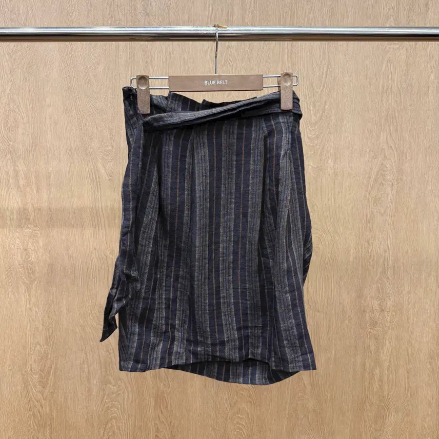 [BUNJANG] 3.1 Phillip Lim Striped Wrap Mini Skirt / 3.1 필립림 스트라이프 랩 미니스커트 허리 끈 디테일다크컬러