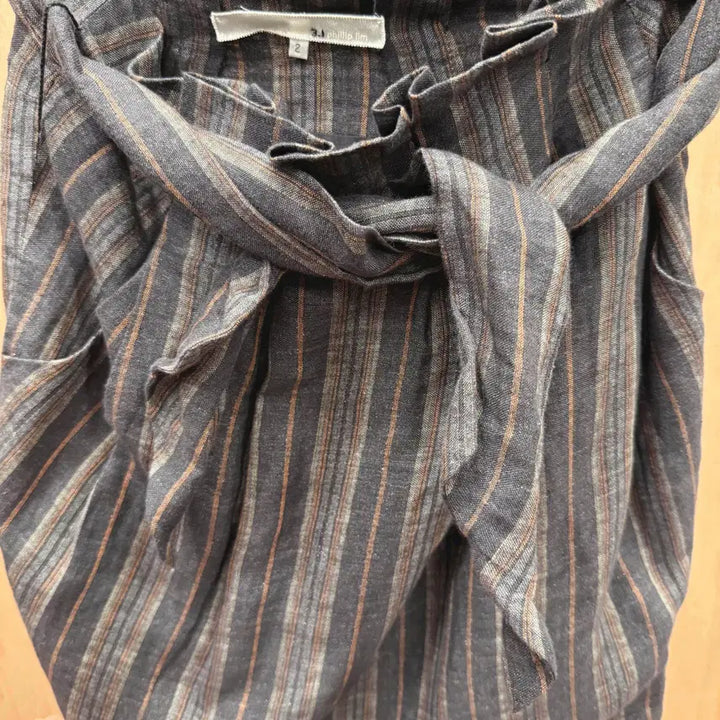 [BUNJANG] 3.1 Phillip Lim Striped Wrap Mini Skirt / 3.1 필립림 스트라이프 랩 미니스커트 허리 끈 디테일다크컬러