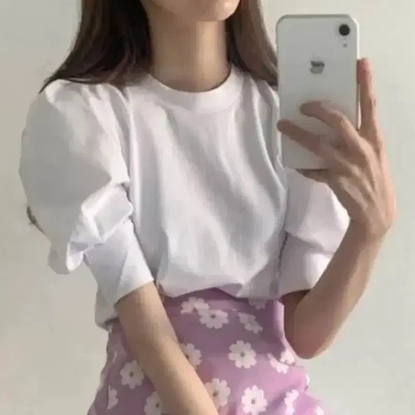 [SOLD OUT] 새상품 화이트 퍼프 반팔 티셔츠