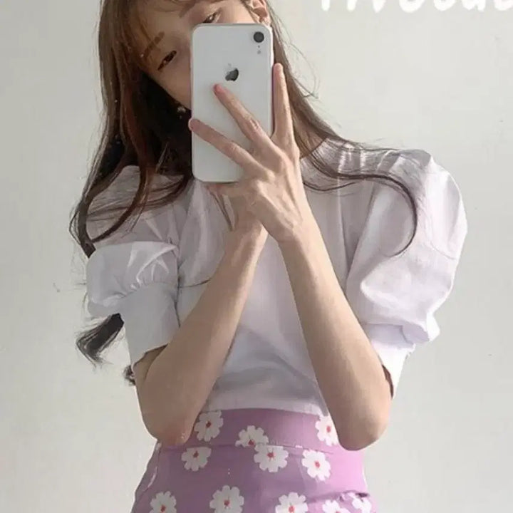 [SOLD OUT] 새상품 화이트 퍼프 반팔 티셔츠