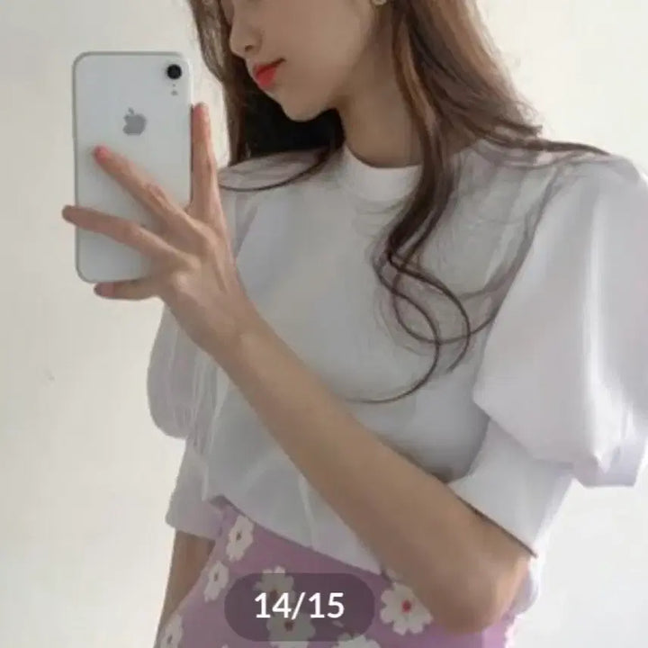 [SOLD OUT] 새상품 화이트 퍼프 반팔 티셔츠