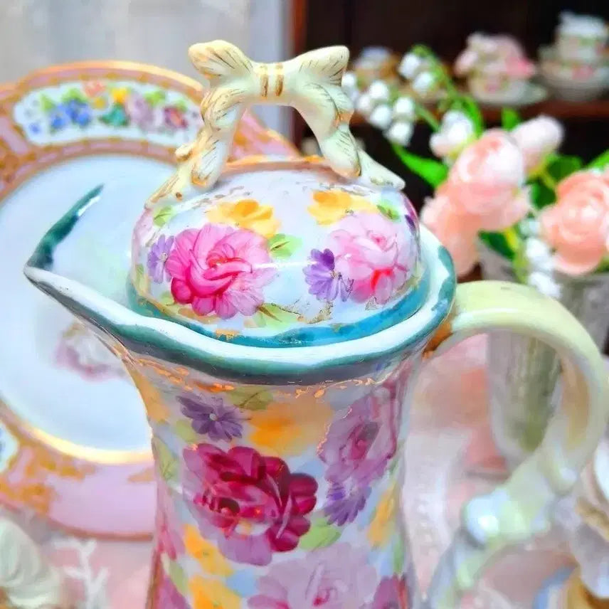 [BUNJANG] Vintage French Floral Pattern Coffee Pot / 앤틱/엔틱/빈티지 프랑스 플라워 팟