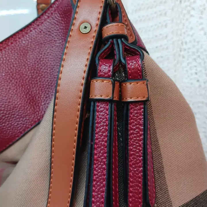[SOLD OUT] 체크 배색 토트 숄더백