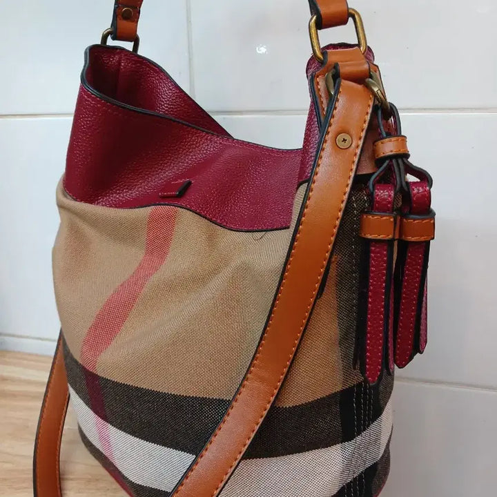 [SOLD OUT] 체크 배색 토트 숄더백