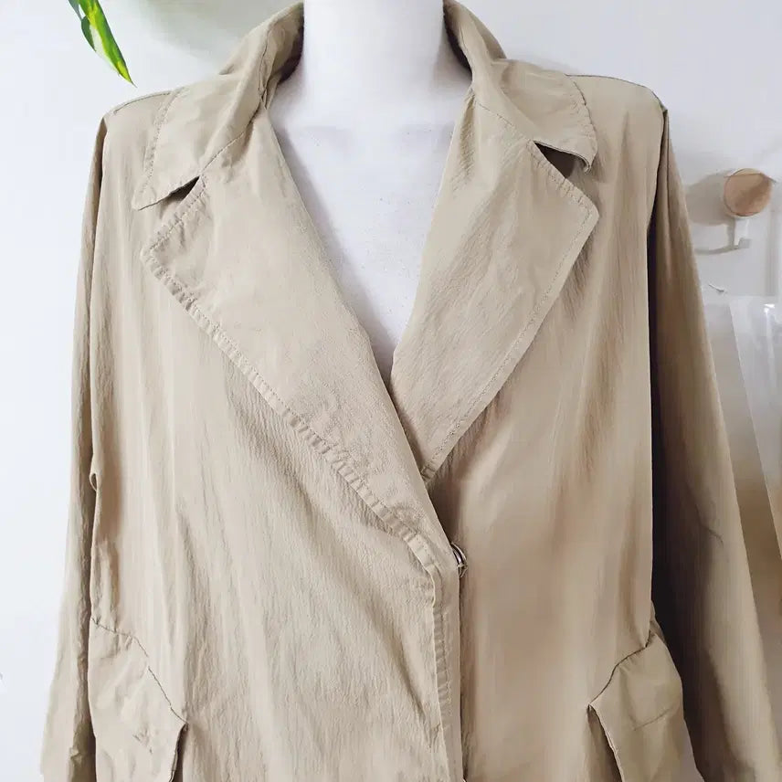 [BUNJANG] KL Nylon Trench Coat Beige 77 / KL 나일론 트렌치코트 77 베이지 바스락