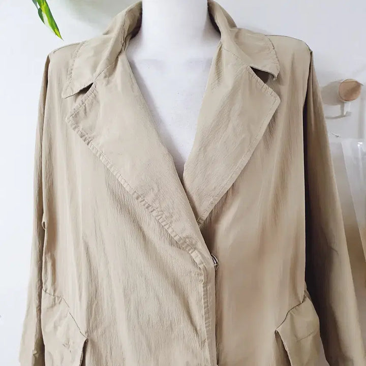 [BUNJANG] KL Nylon Trench Coat Beige 77 / KL 나일론 트렌치코트 77 베이지 바스락