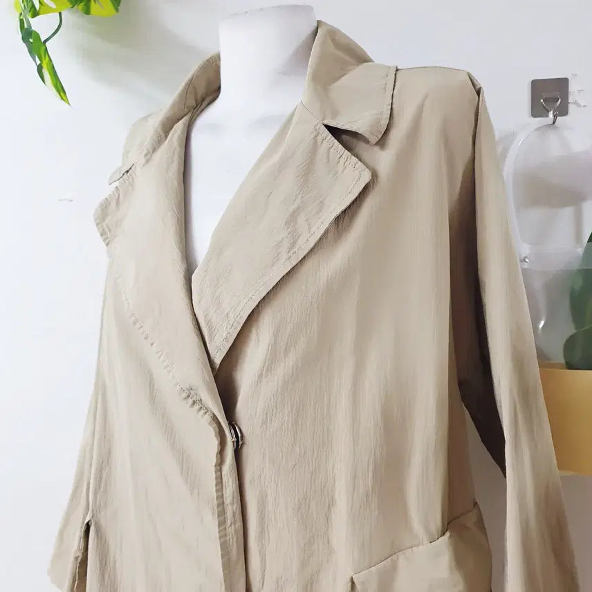 [BUNJANG] KL Nylon Trench Coat Beige 77 / KL 나일론 트렌치코트 77 베이지 바스락