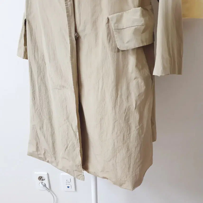 [BUNJANG] KL Nylon Trench Coat Beige 77 / KL 나일론 트렌치코트 77 베이지 바스락