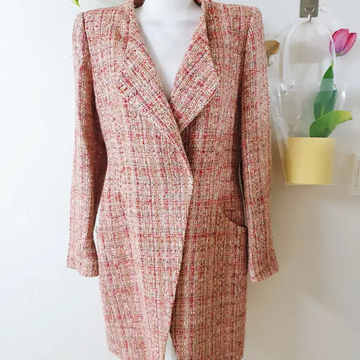 [BUNJANG] Minimum Tweed Coat (Size 66) - Pink / 미니멈 트위드코트 66 핑크