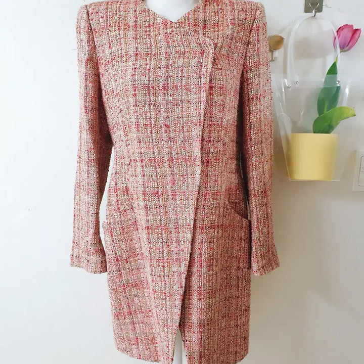 [BUNJANG] Minimum Tweed Coat (Size 66) - Pink / 미니멈 트위드코트 66 핑크