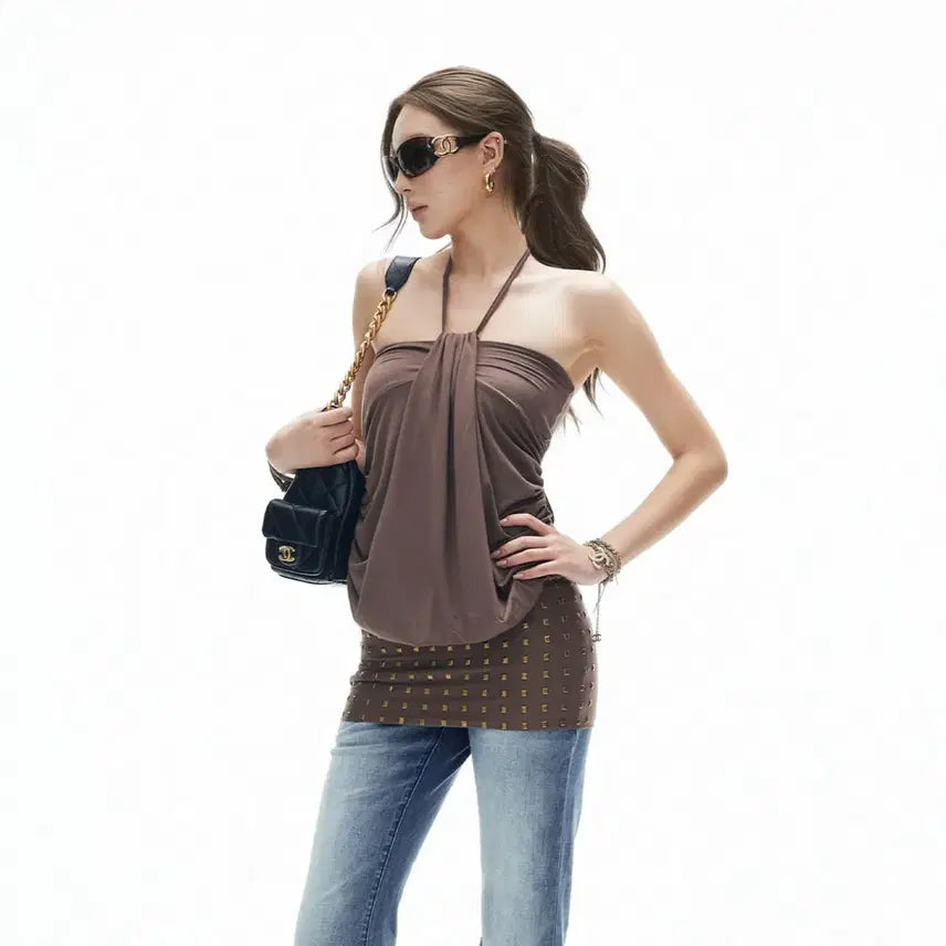 [BUNJANG] iamxiaa Halter Neck Strapless Bodycon Dress / iamxiaa 아엠시아 스터드 홀터넥 스트랩리스 바디콘 드레스
