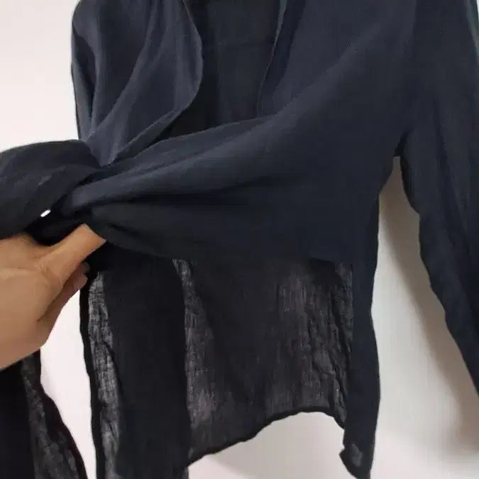 [BUNJANG] Zara Linen Knot Shirt M / 자라 블랙 매듭 린넨 셔츠 M