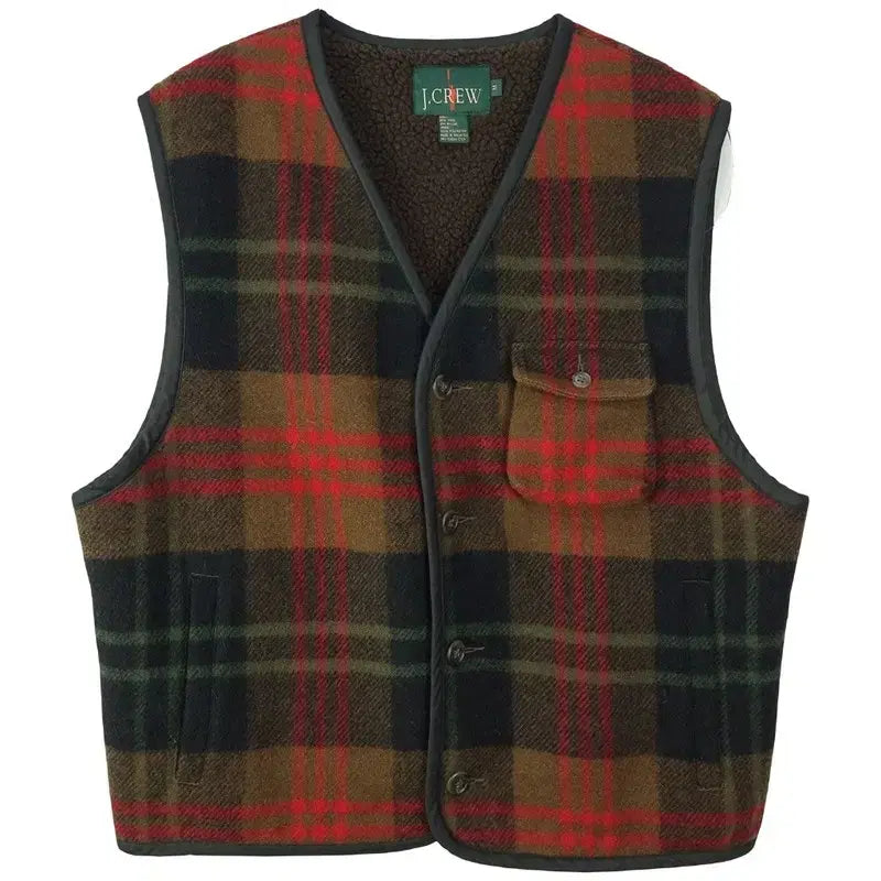 [SOLD OUT] 제이크루 타탄 체크 안감 보글이 모직 베스트 조끼 M20020