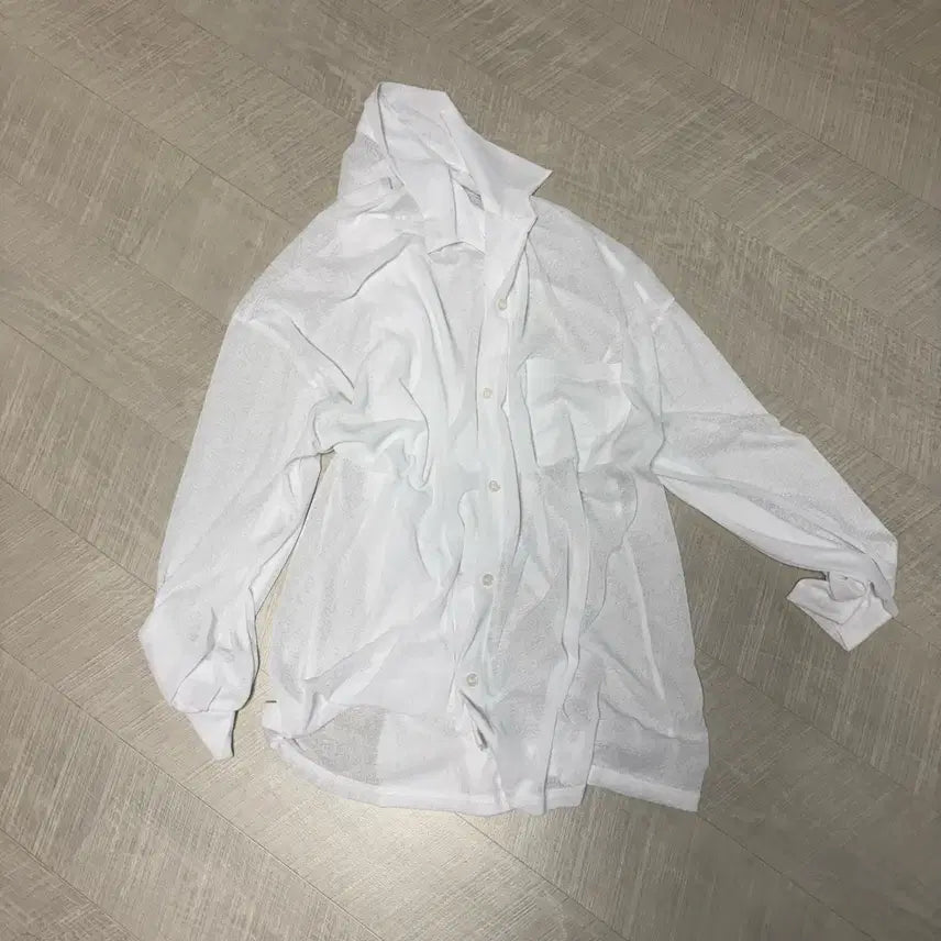 [BUNJANG] See-through Collar Long Shirt / 시스루 카라 롱 셔츠
