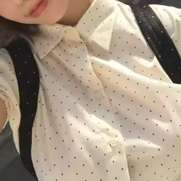 [BUNJANG] Dot Pattern Short Sleeve Blouse / 물방울 도트 반팔 블라우스 셔츠 착용1회