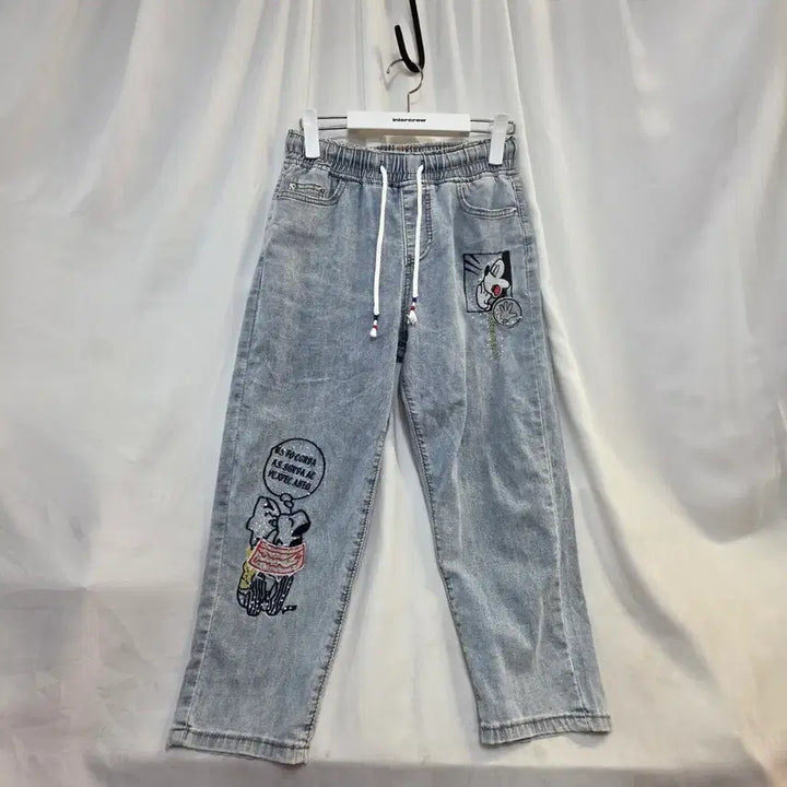 [BUNJANG] Character Printed Denim Pants L (25-28) / 캐릭터 여성프린팅 데님 팬츠 청바지L(25~28)