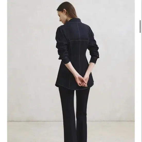 [BUNJANG] Hans Style HS Bustier Shirt Navy Medium / 한스스타일 에이치에스 뷔스티에 셔츠 네이비 미듐사이즈