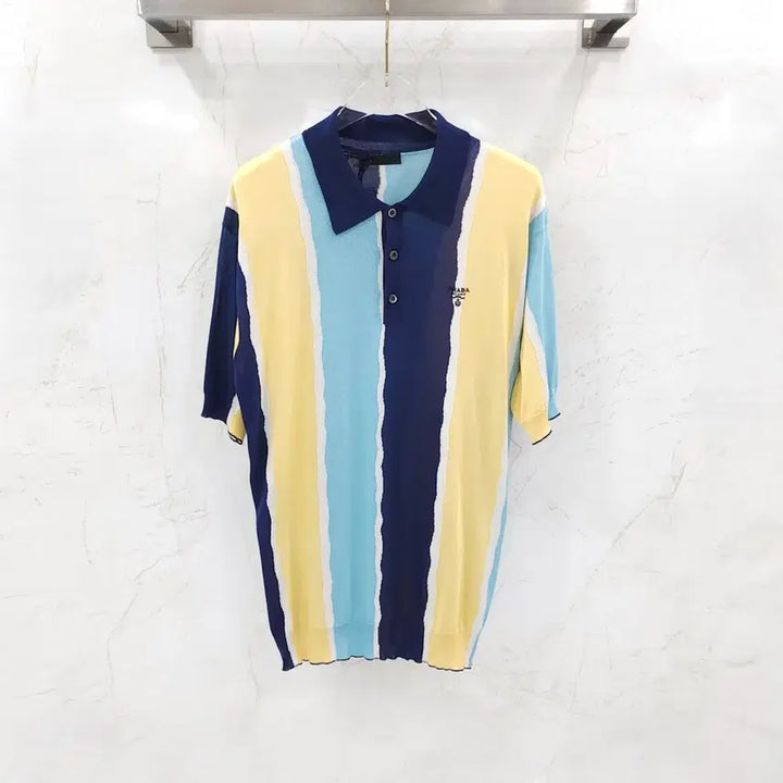[BUNJANG] Prada Logo Stripe Polo Knit / 48 / 프라다 로고 스트라이프 폴로 니트 UMB335