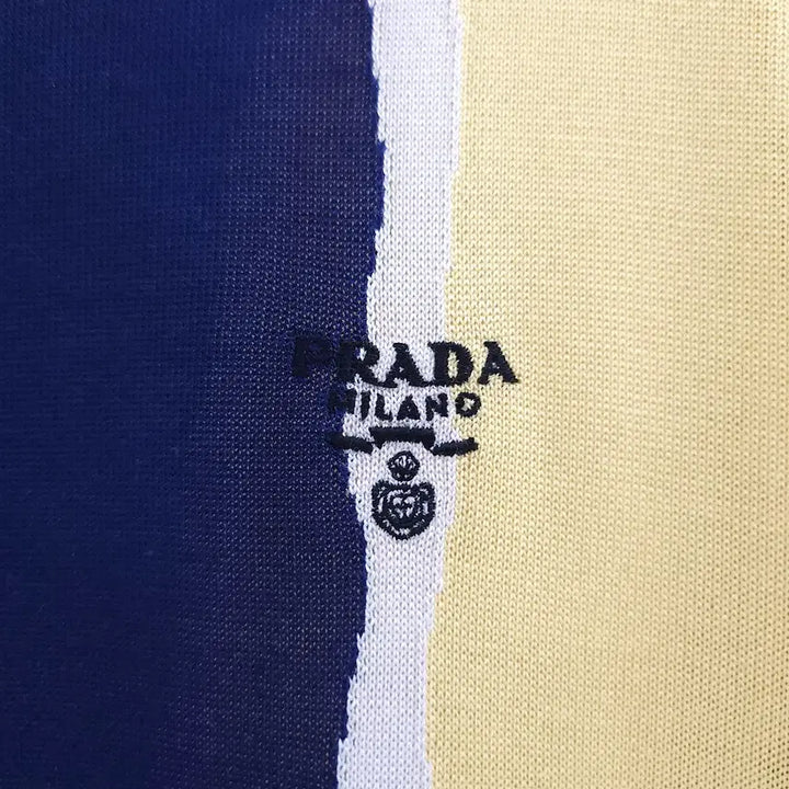 [BUNJANG] Prada Logo Stripe Polo Knit / 48 / 프라다 로고 스트라이프 폴로 니트 UMB335