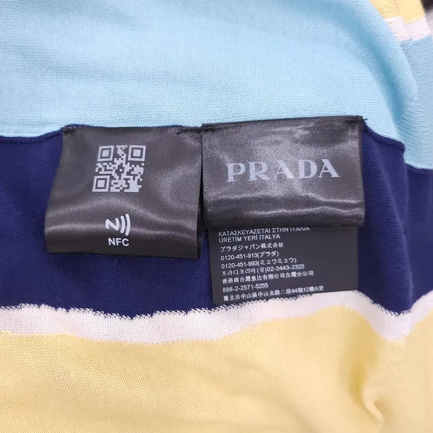 [BUNJANG] Prada Logo Stripe Polo Knit / 48 / 프라다 로고 스트라이프 폴로 니트 UMB335