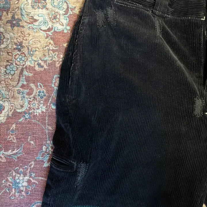 [BUNJANG] Polo Black Corduroy Patchwork Pants / 폴로 블랙 코듀로이 패치 워크 팬츠