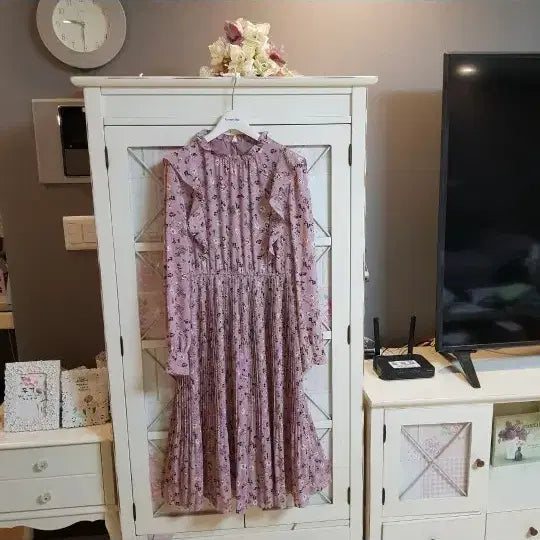 [BUNJANG] Floral Ruffle Long Dress (Size 55) / 프릴 롱원피스/55