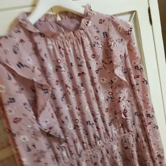 [BUNJANG] Floral Ruffle Long Dress (Size 55) / 프릴 롱원피스/55