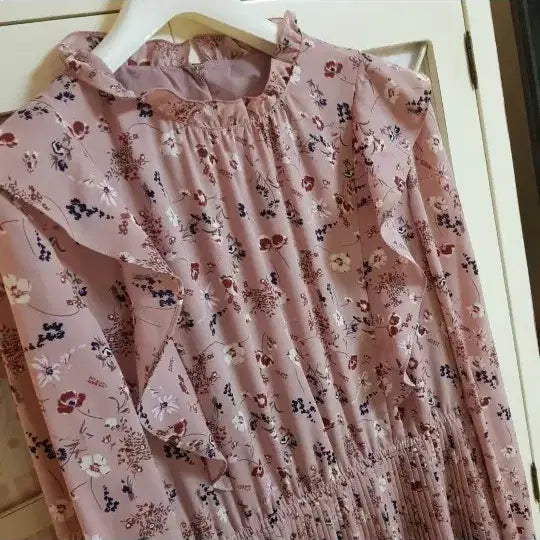 [BUNJANG] Floral Ruffle Long Dress (Size 55) / 프릴 롱원피스/55