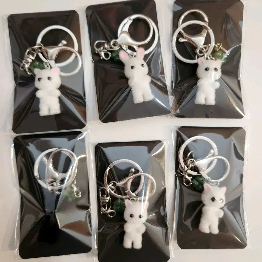 [BUNJANG] Flocking Animal Keyring Bundle Set / 후로킹키링/고양이키링/토끼키링/동물키링/키링/냥이키링/후로킹/귀여운키링